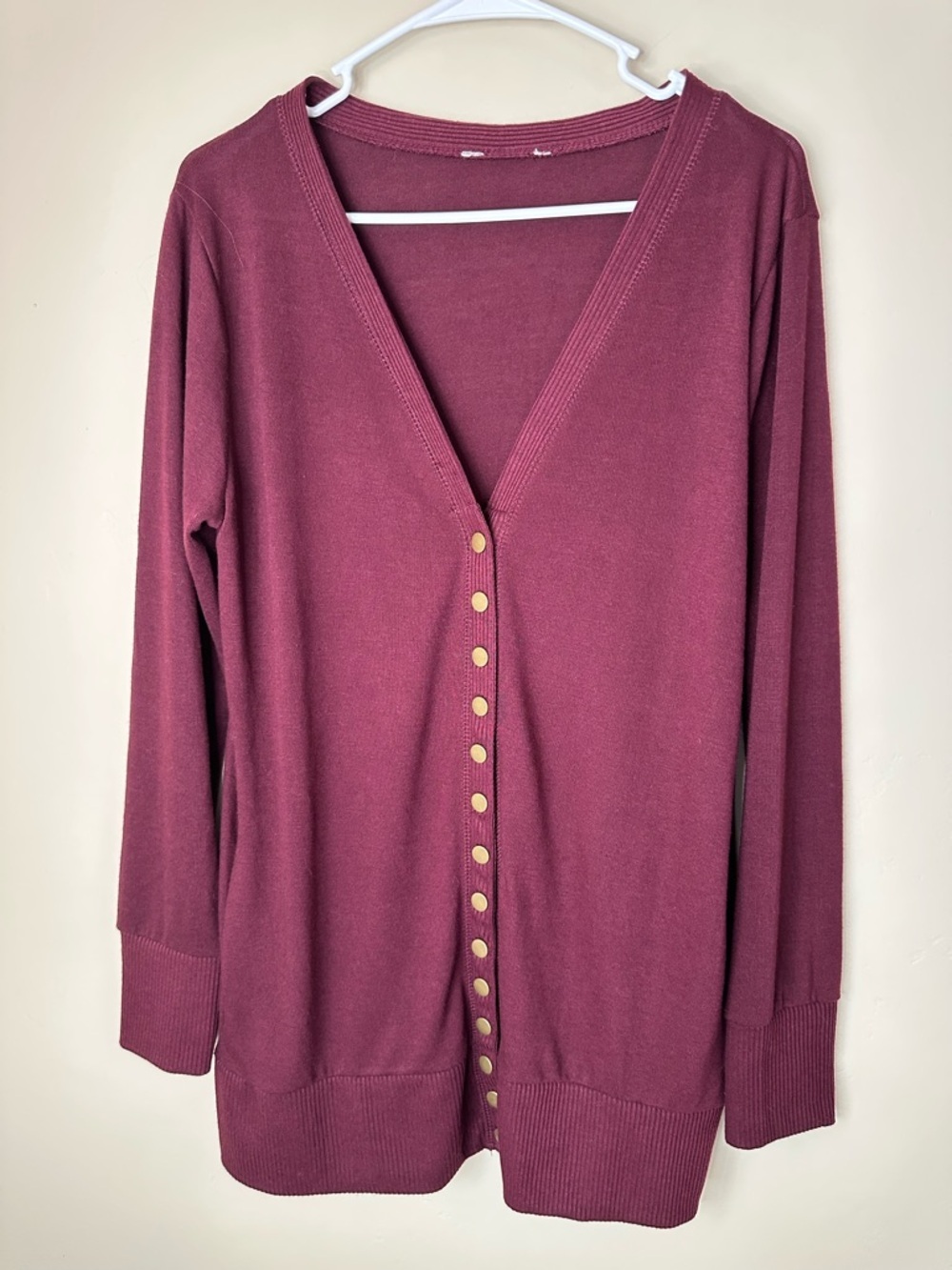 Maurices XL Soft Knit Maroon Button-Front V-Neck Cardigan - P2P 22”